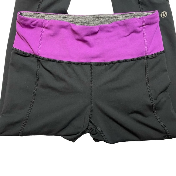 Lululemon Black Pink Tights w/Ruffle Surrounded Reflective Detail - Sz 6 - Picture 6 of 15